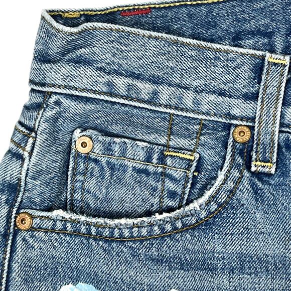 7 For All Mankind Hand-Painted Floral Jean Shorts Women's 27" Boho Denim USA - Picture 13 of 16